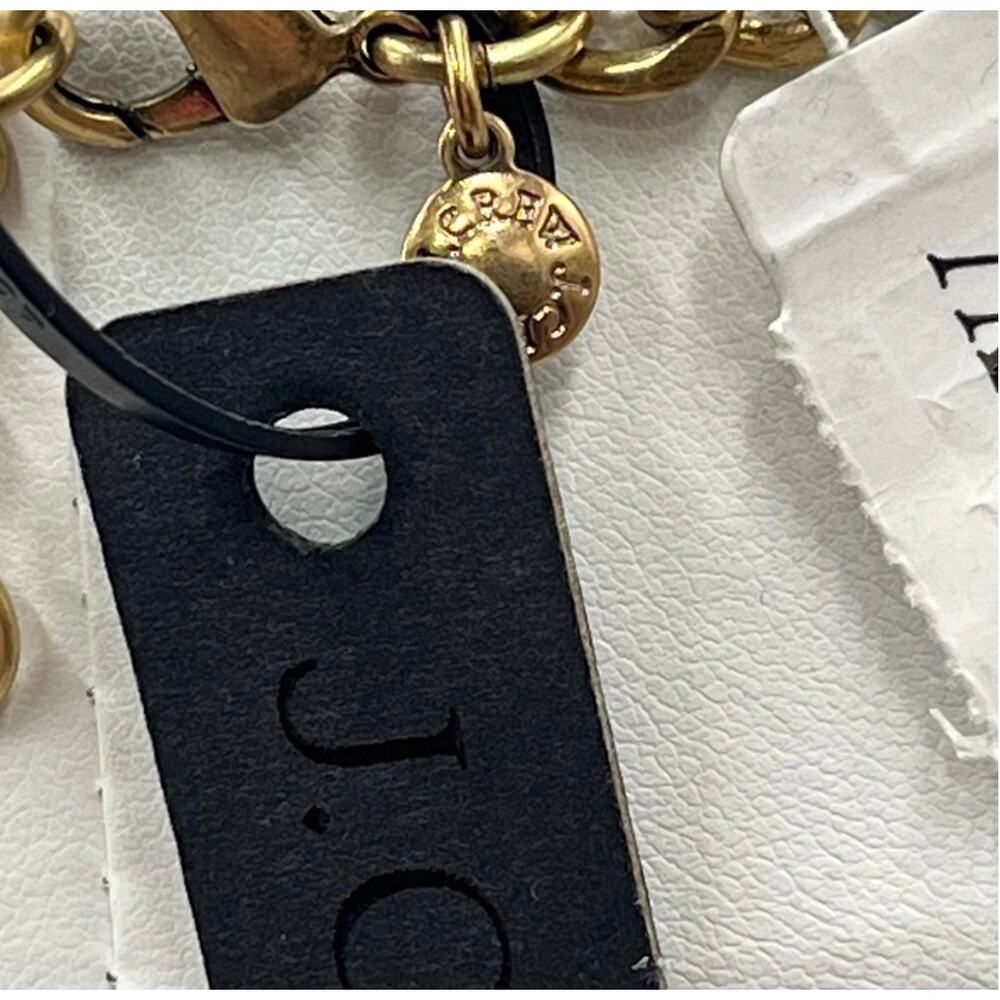 J. Crew Rhinestone Peach Green Salmon‎ Gold Tone Chain Statement Necklace New - Picture 12 of 12
